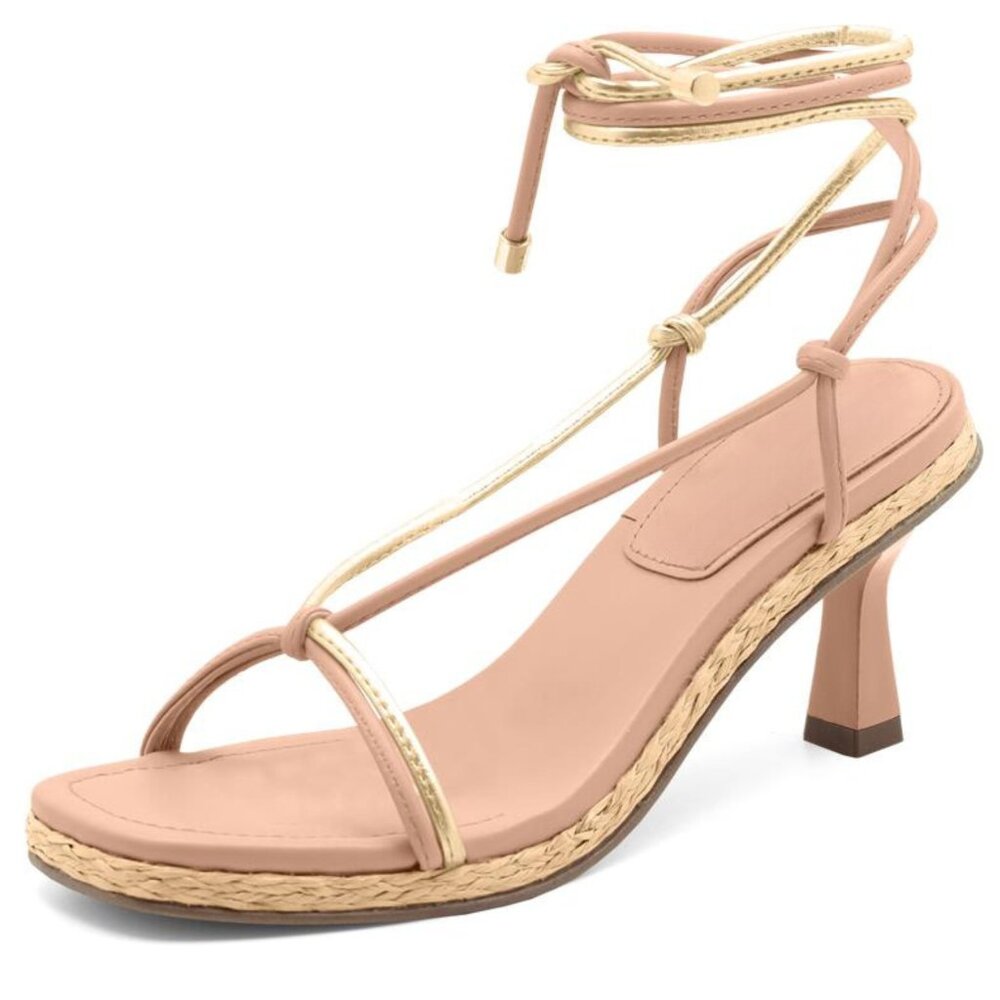 Tan Tie Up Heeled Sandal
